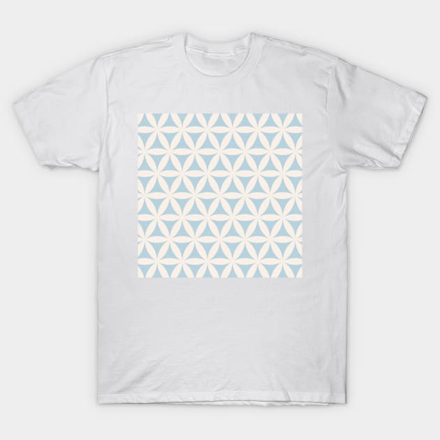 Flower of Life, Sacred Geometry / Ivory and Baby Blue Shades T-Shirt by matise